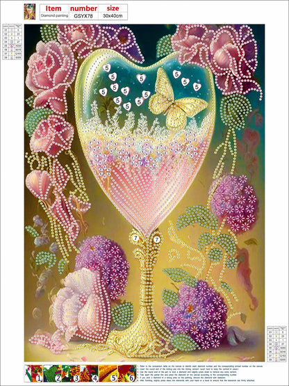 Flower Goblet - Special Shaped Drill Diamond Painting 30*40CM