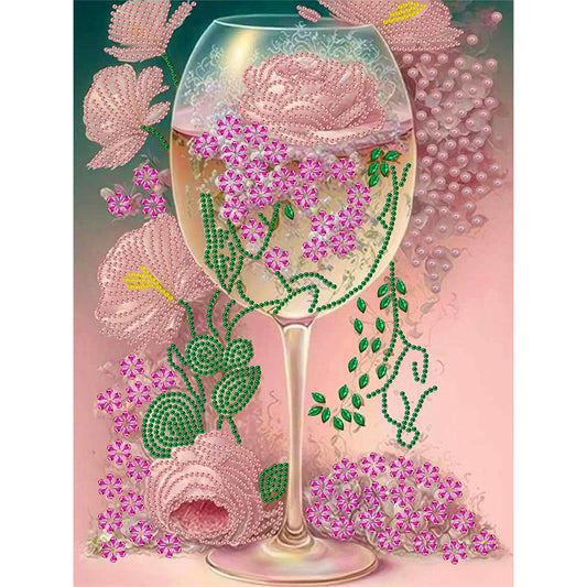 Flower Goblet - Special Shaped Drill Diamond Painting 30*40CM
