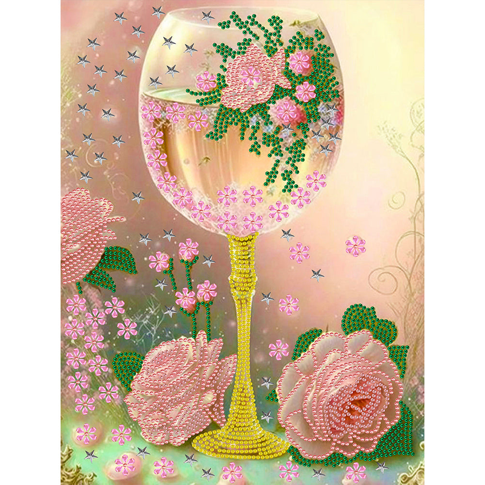 Flower Goblet - Special Shaped Drill Diamond Painting 30*40CM