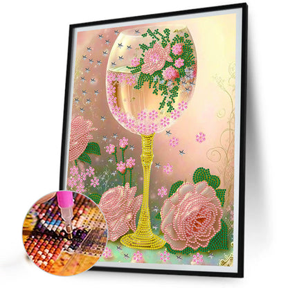 Flower Goblet - Special Shaped Drill Diamond Painting 30*40CM