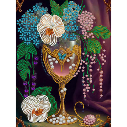 Flower Goblet - Special Shaped Drill Diamond Painting 30*40CM