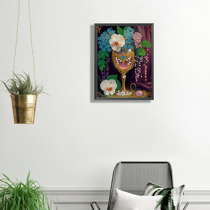 Flower Goblet - Special Shaped Drill Diamond Painting 30*40CM