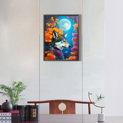 The Wolf Of The Cold Night Under The Moon - Full Round Drill Diamond Painting 30*40CM