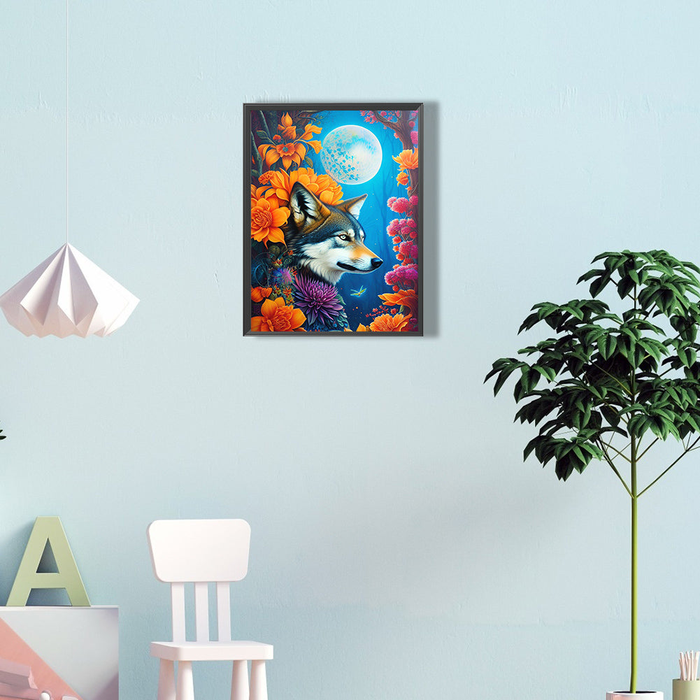 The Wolf Of The Cold Night Under The Moon - Full Round Drill Diamond Painting 30*40CM