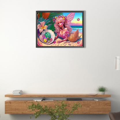 Beach Mermaid - Special Shaped Drill Diamond Painting 40*30CM