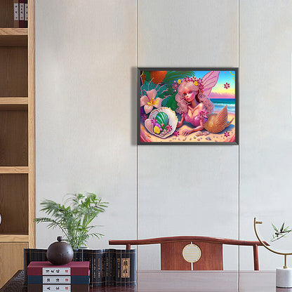 Beach Mermaid - Special Shaped Drill Diamond Painting 40*30CM