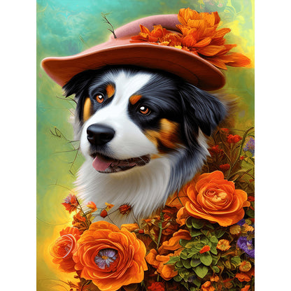 Top Hat Puppy - Full Round Drill Diamond Painting 30*40CM