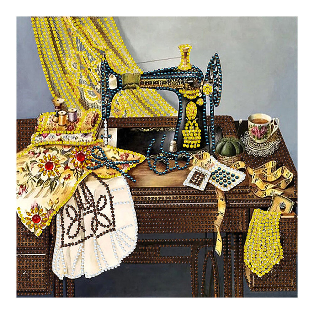 Retro Nostalgic Sewing Machine - Special Shaped Drill Diamond Painting 30*30CM