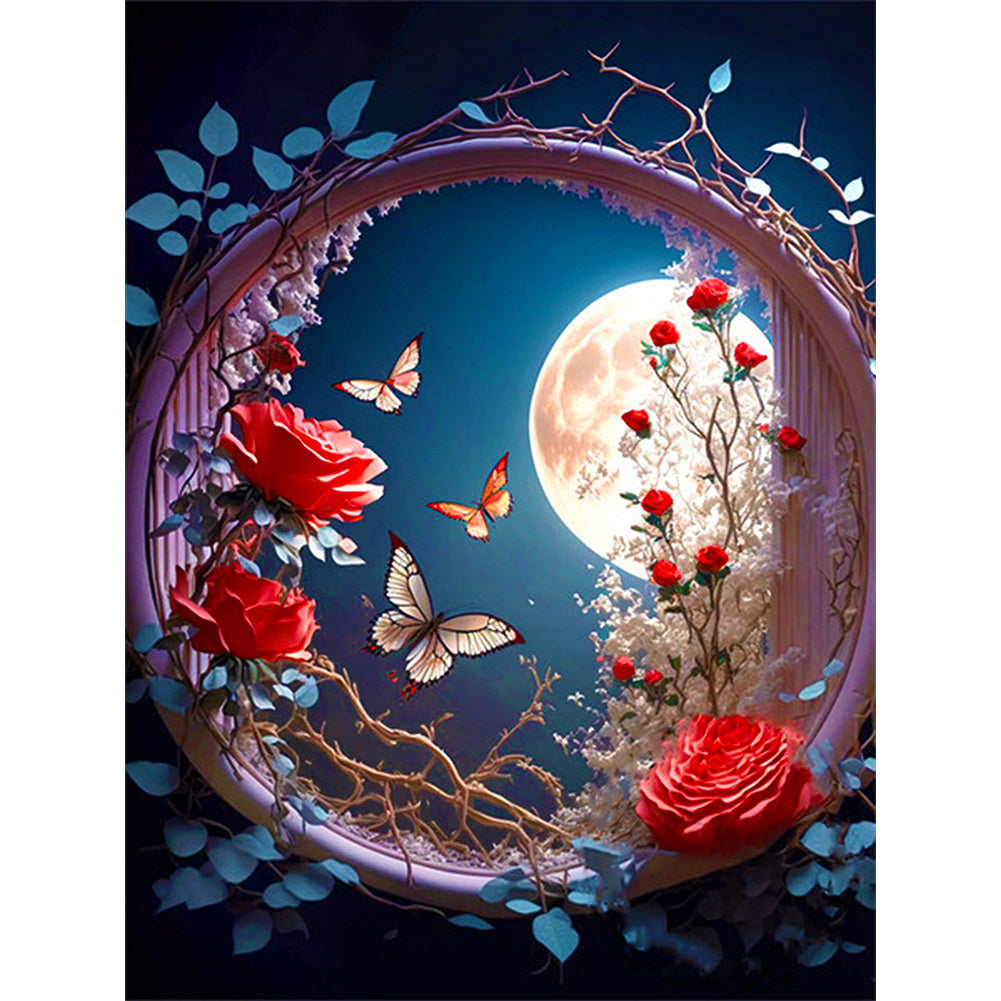 Moon Butterfly - Full Round Drill Diamond Painting 30*40CM