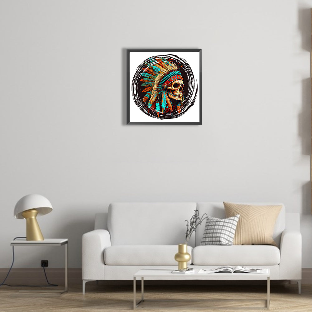 Indian Skull - Full Round Drill Diamond Painting 30*30CM