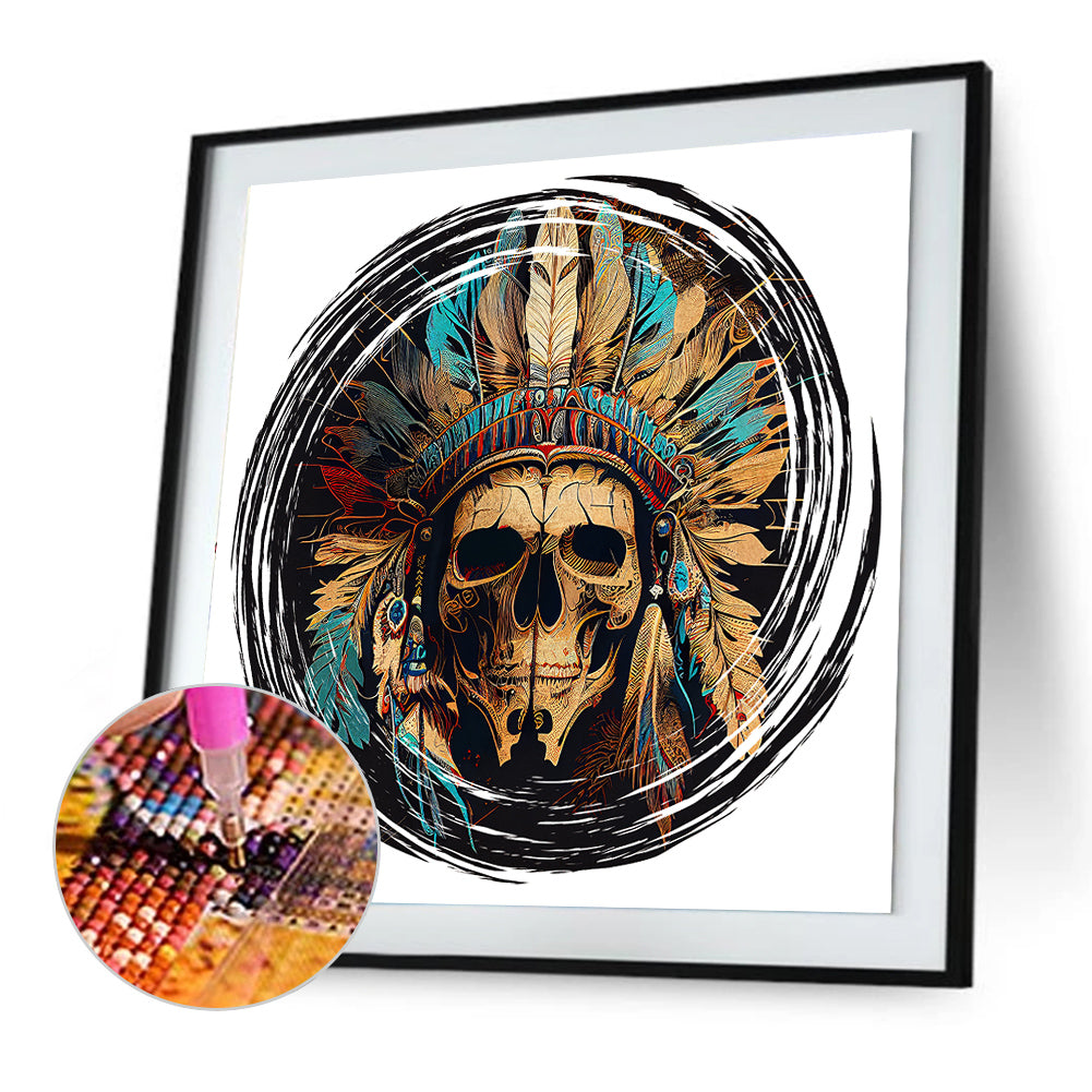 Indian Skull - Full Round Drill Diamond Painting 30*30CM