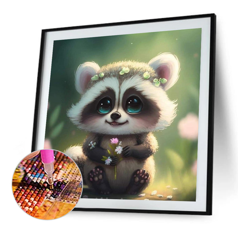 Raccoon - Full Round Drill Diamond Painting 30*30CM