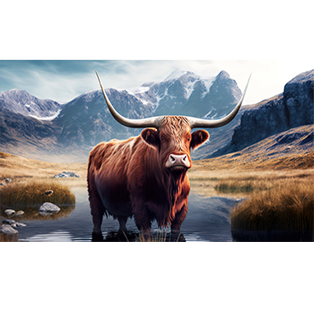 Highland Yak - Full Round Drill Diamond Painting 70*40CM