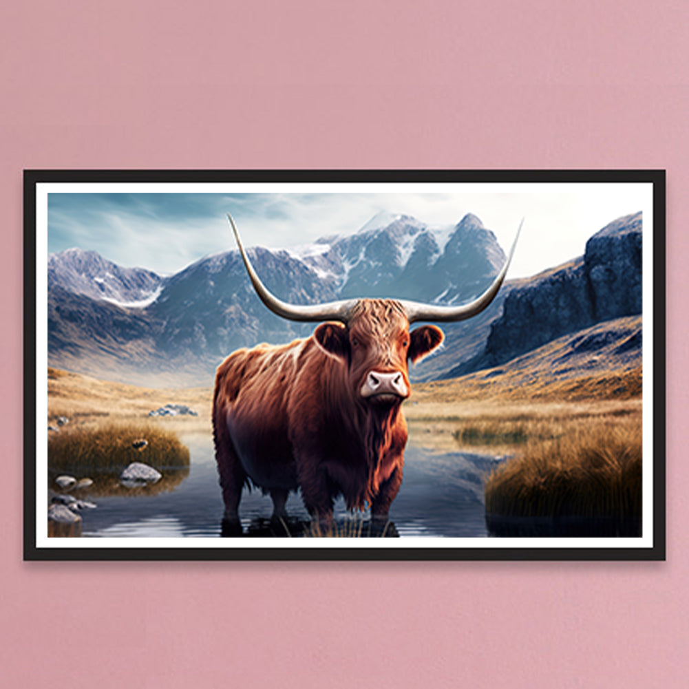Highland Yak - Full Round Drill Diamond Painting 70*40CM