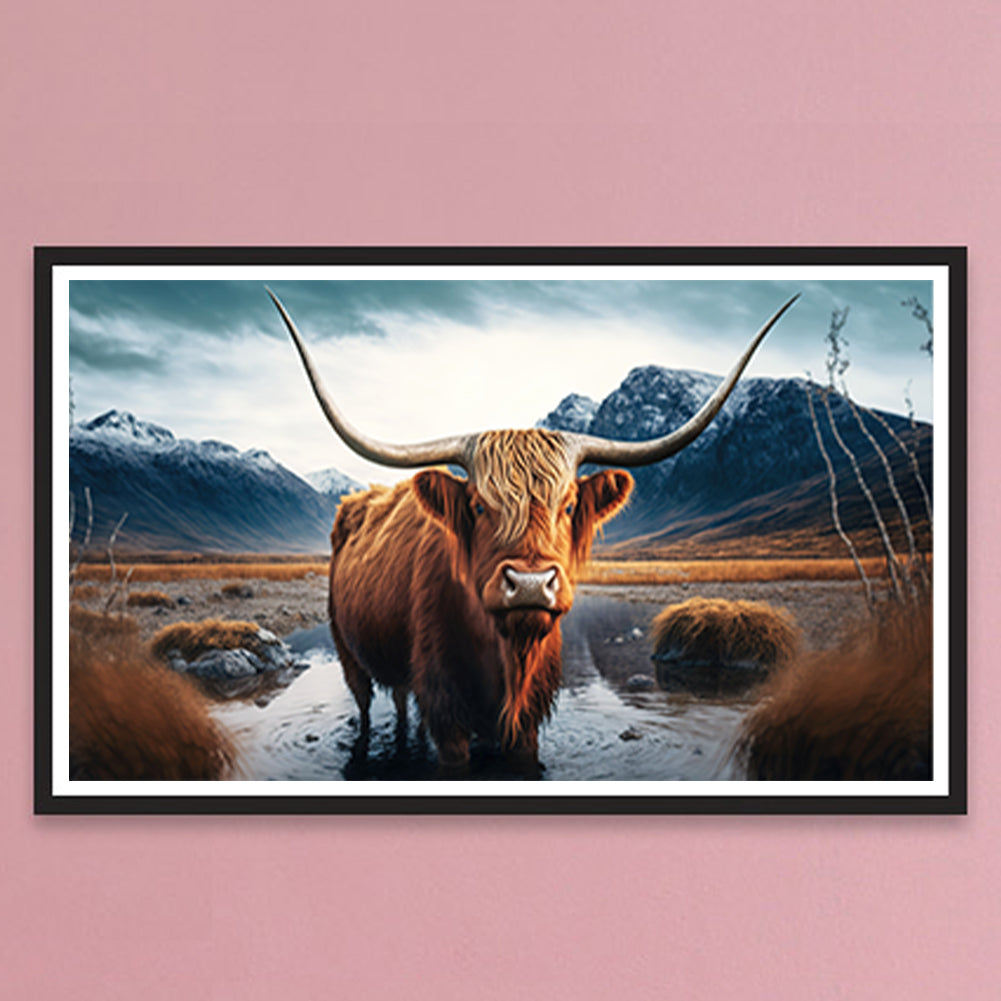 Highland Yak - Full Round Drill Diamond Painting 70*40CM