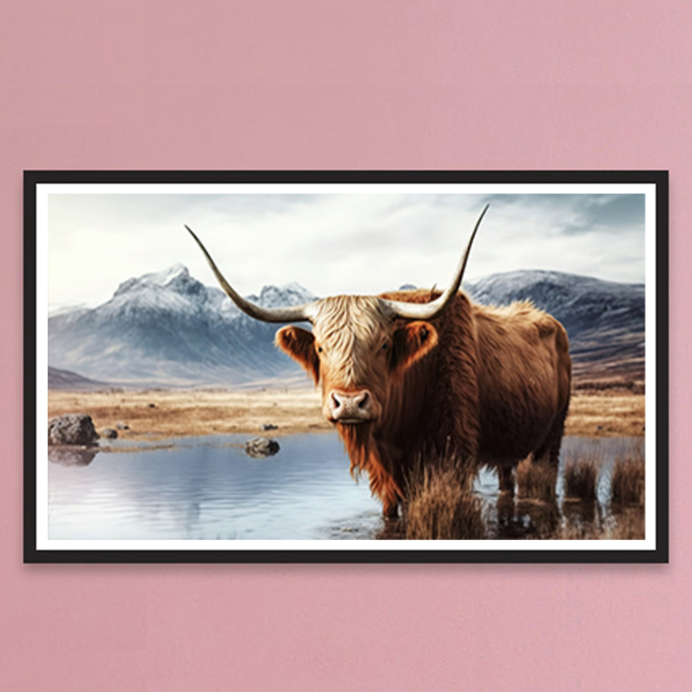 Highland Yak - Full Round Drill Diamond Painting 70*40CM