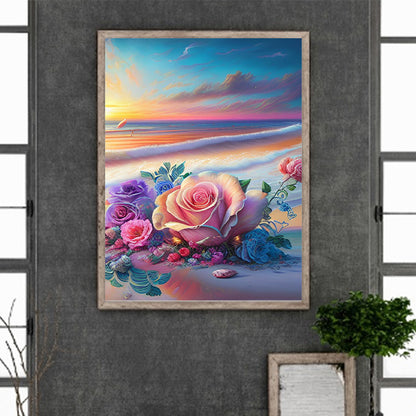 Beautiful Beach Rose - Full Round Drill Diamond Painting 30*40CM