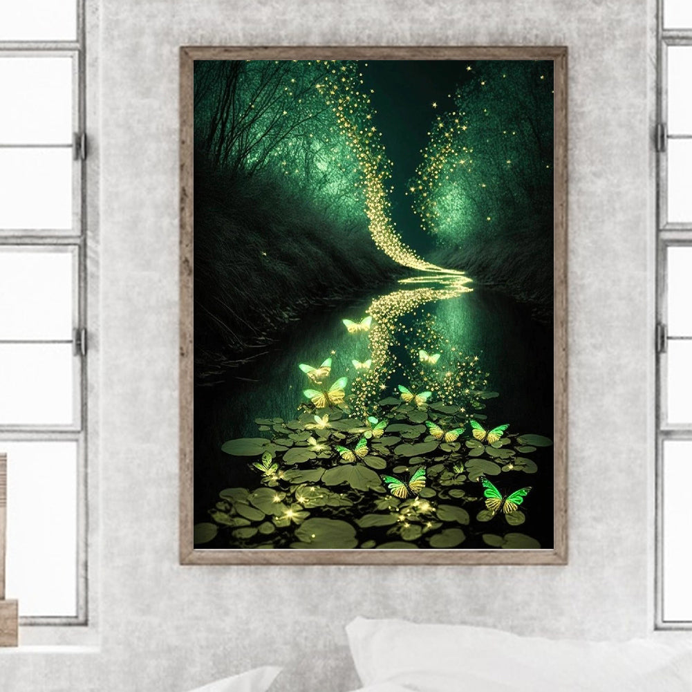 Fluorescent Green Lake - Full Round Drill Diamond Painting 30*40CM