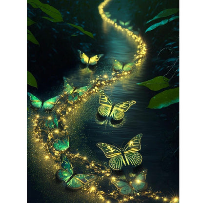 Fluorescent Green Lake - Full Round Drill Diamond Painting 30*40CM
