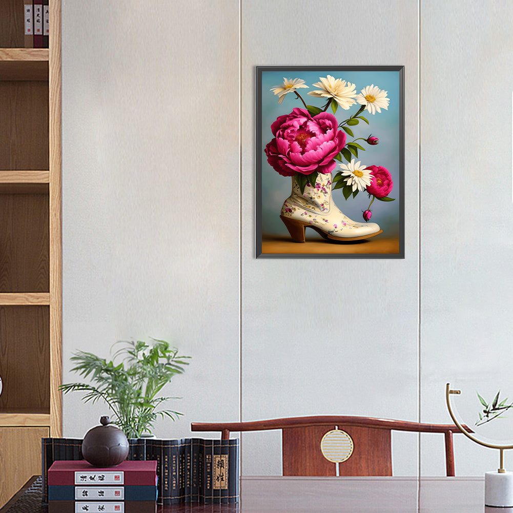 Wildflowers In Shoes - Full Round Drill Diamond Painting 30*40CM
