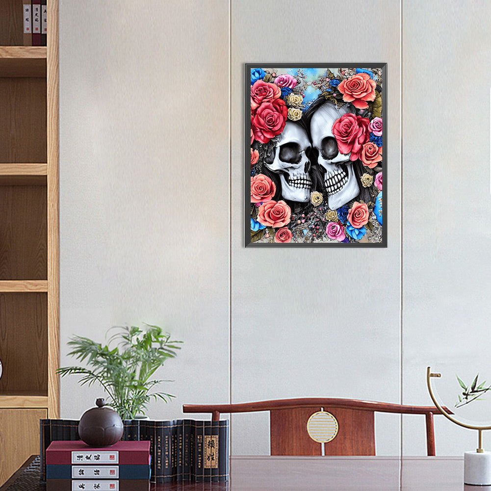 Rose Skull - Full Round Drill Diamond Painting 30*40CM