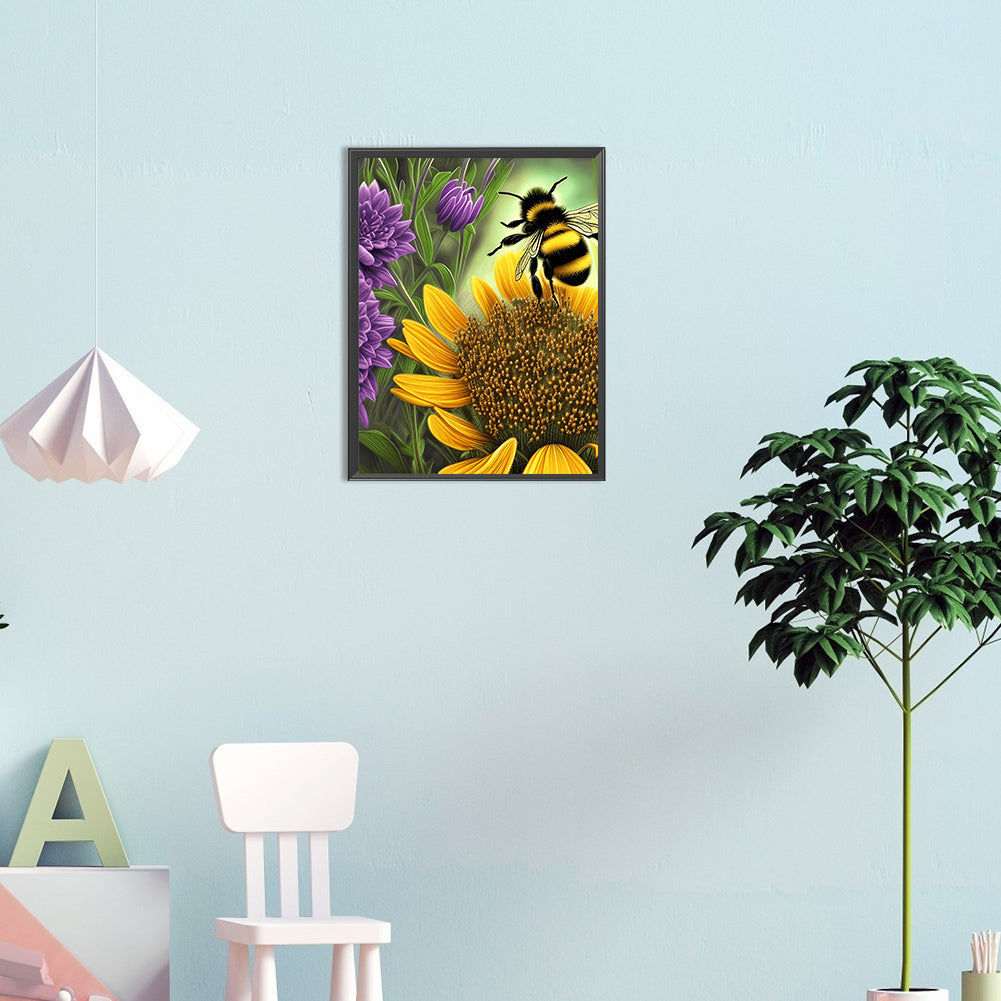Hardworking Bee - Full Round Drill Diamond Painting 30*40CM