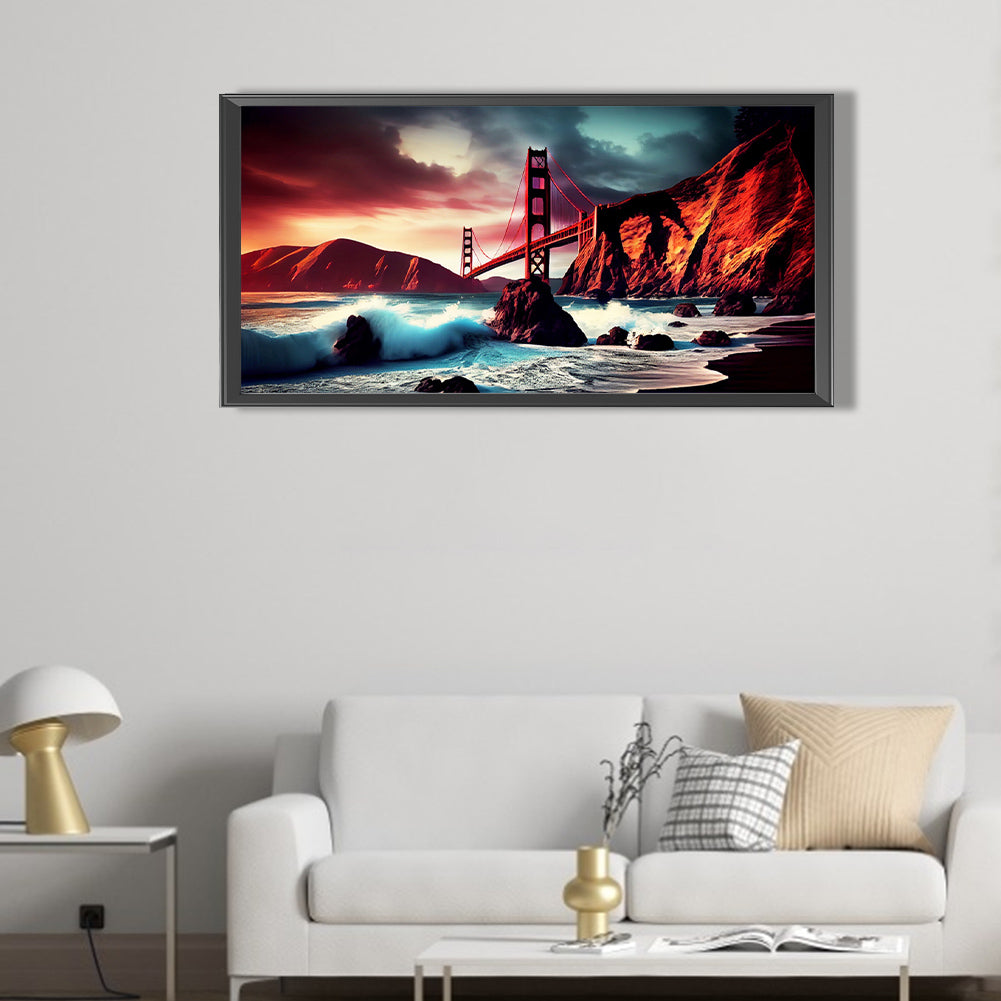 Golden Gate Bridge - Full Round Drill Diamond Painting 80*40CM