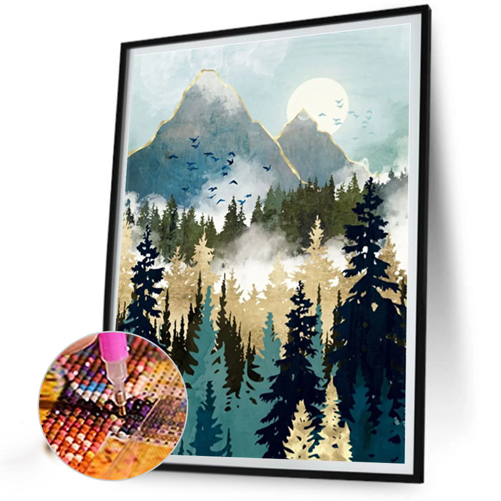 Forest Landscape - Full Round Drill Diamond Painting 30*40CM