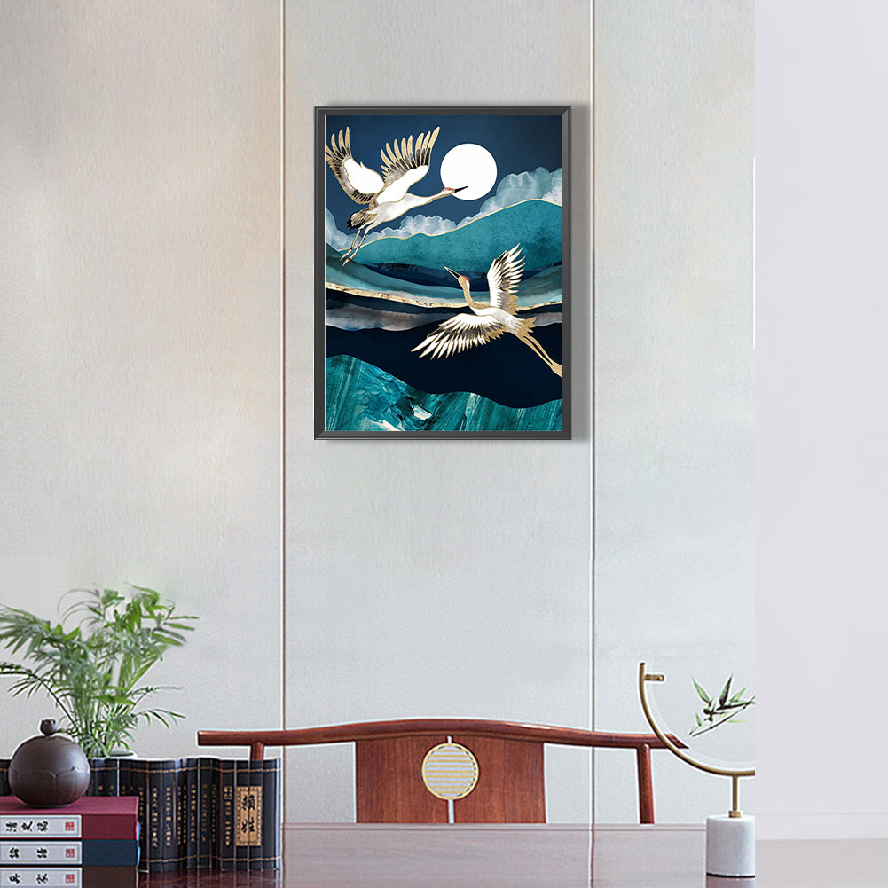 Crane Under The Moon - Full Round Drill Diamond Painting 30*40CM