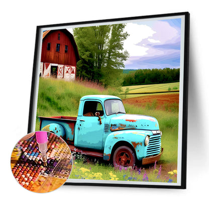 Old Truck On The Farm - Full Round Drill Diamond Painting 30*30CM
