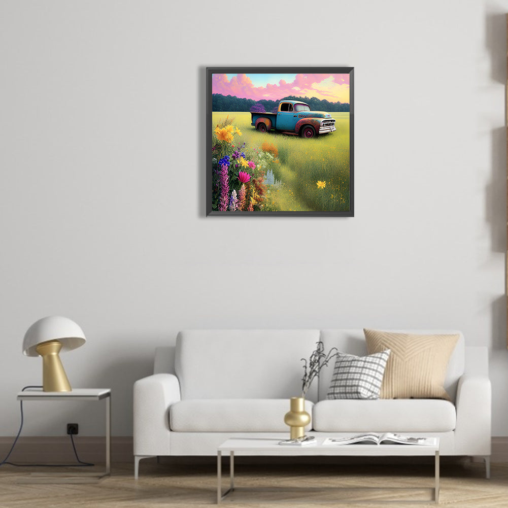 Old Truck On The Farm - Full Round Drill Diamond Painting 30*30CM