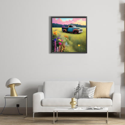 Old Truck On The Farm - Full Round Drill Diamond Painting 30*30CM