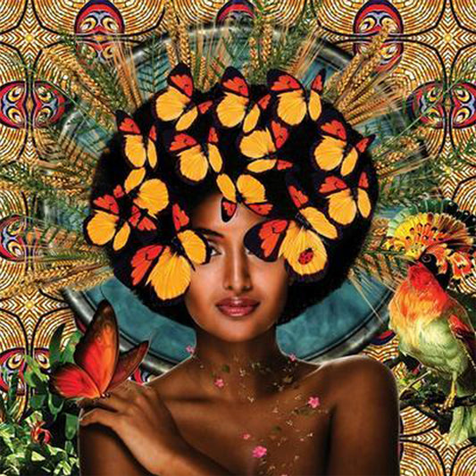 Woman With Butterfly Hairstyle - Full Round Drill Diamond Painting 40*40CM
