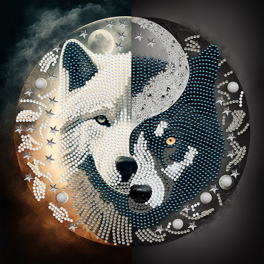 Tai Chi Yin Yang Wolf - Special Shaped Drill Diamond Painting 30*30CM
