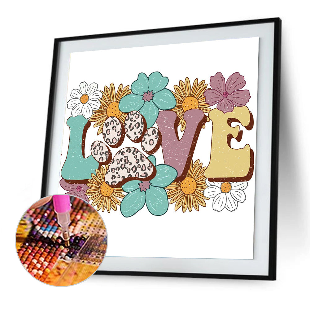 Love Calligraphy And Painting - Full Round Drill Diamond Painting 30*30CM