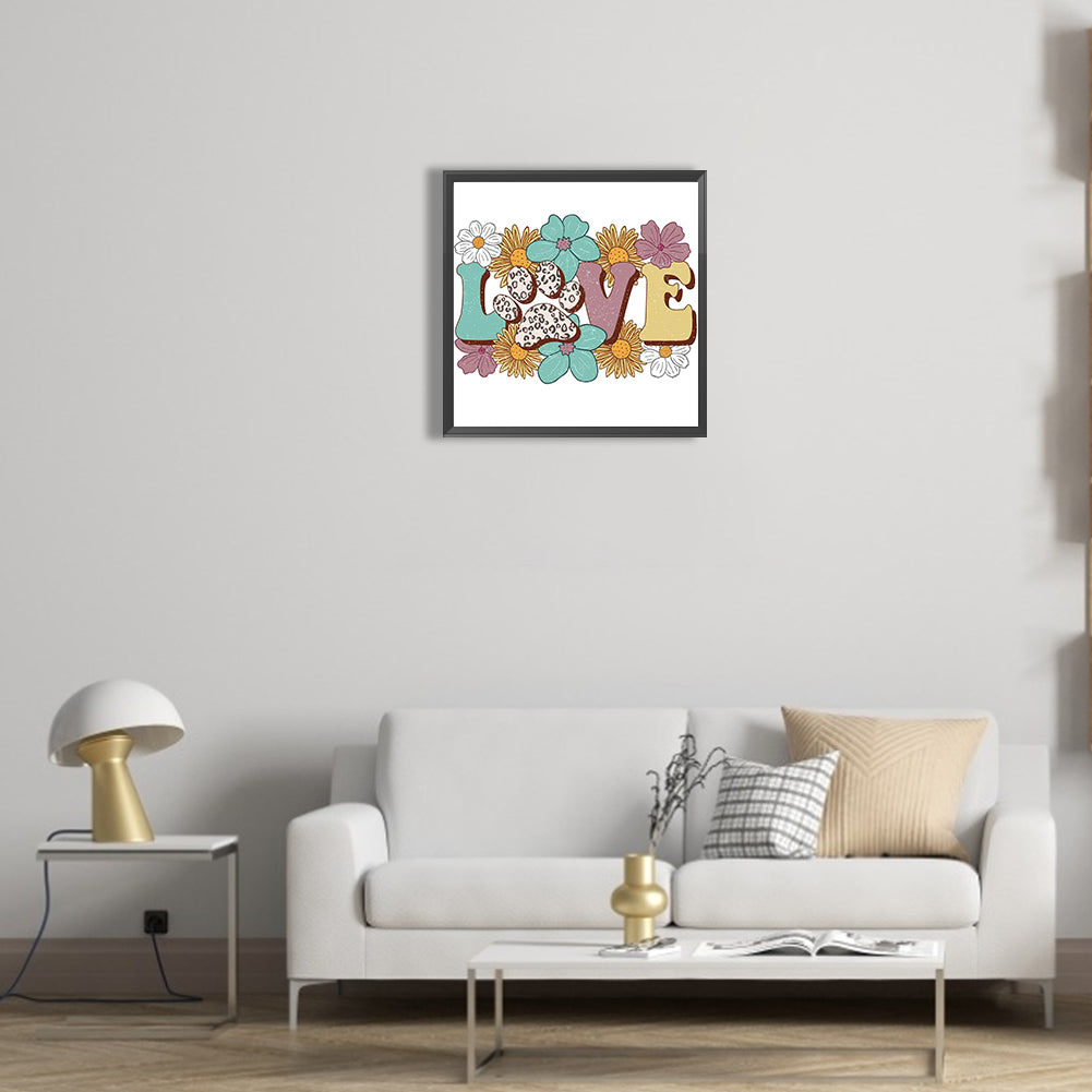 Love Calligraphy And Painting - Full Round Drill Diamond Painting 30*30CM