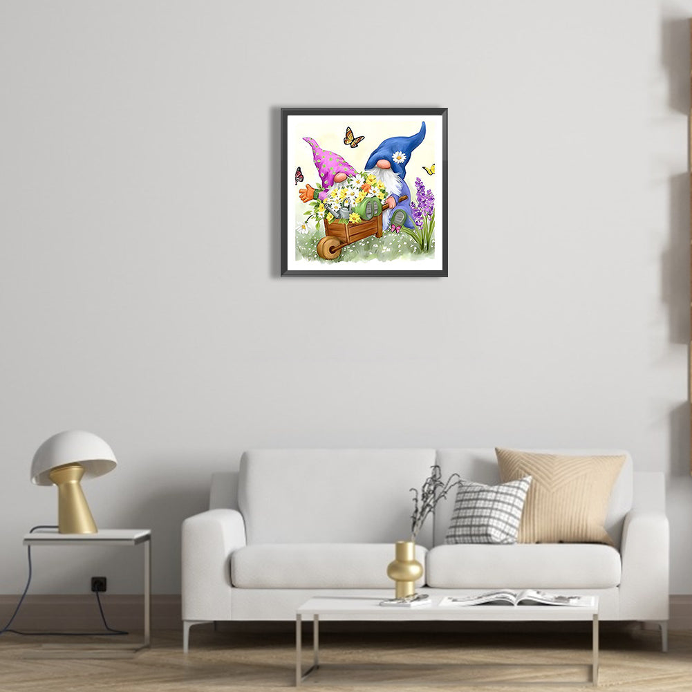 Flower And Dwarf - Full Round Drill Diamond Painting 30*30CM