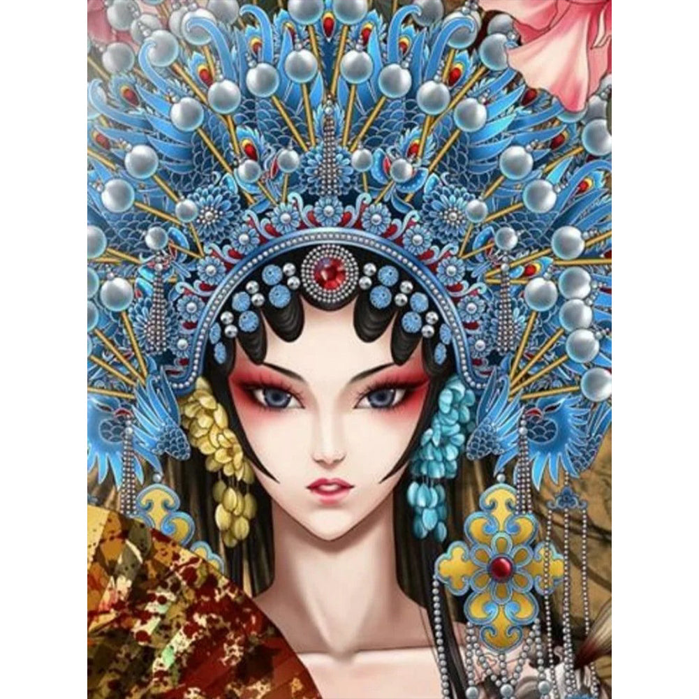 Peking Opera Makeup Girl - Full Round Drill Diamond Painting 40*50CM