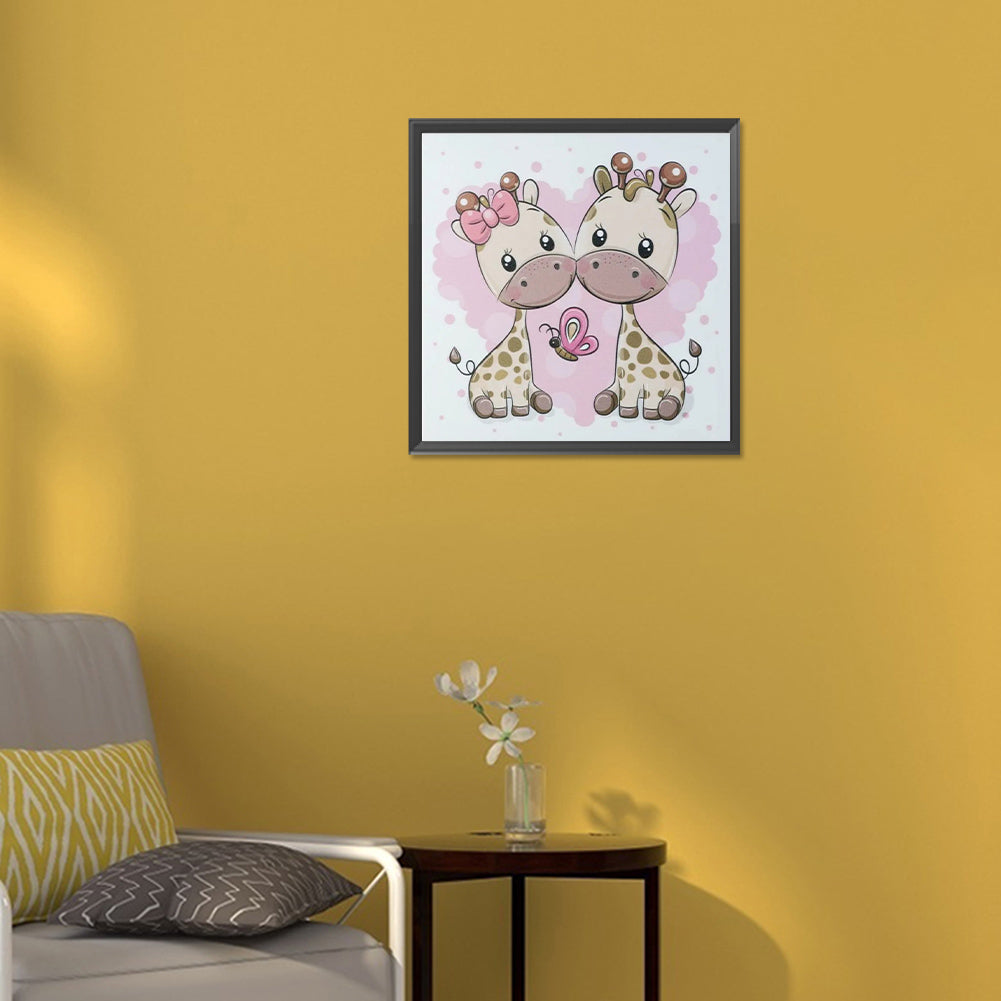 Two Baby Giraffes - Full Round Drill Diamond Painting 30*30CM
