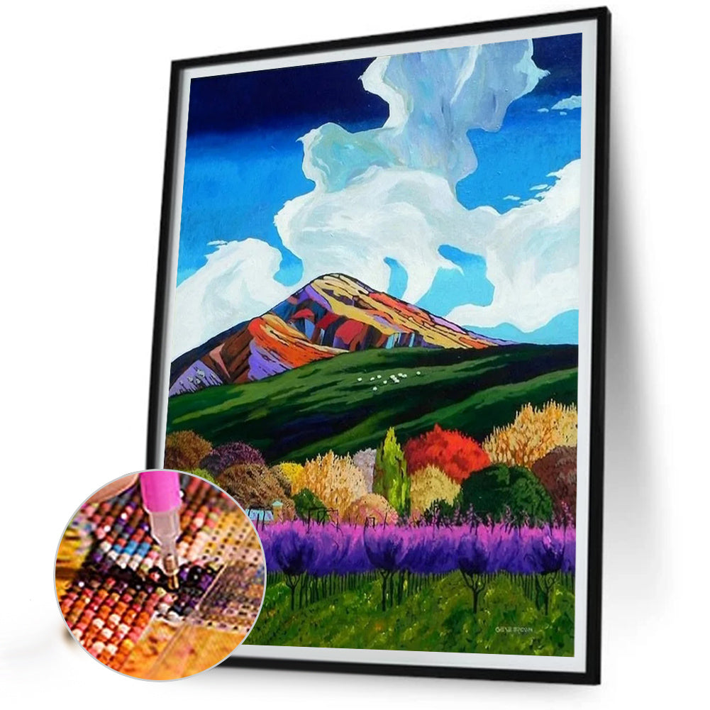 Flower Tree Under Blue Sky - Full Round Drill Diamond Painting 40*50CM