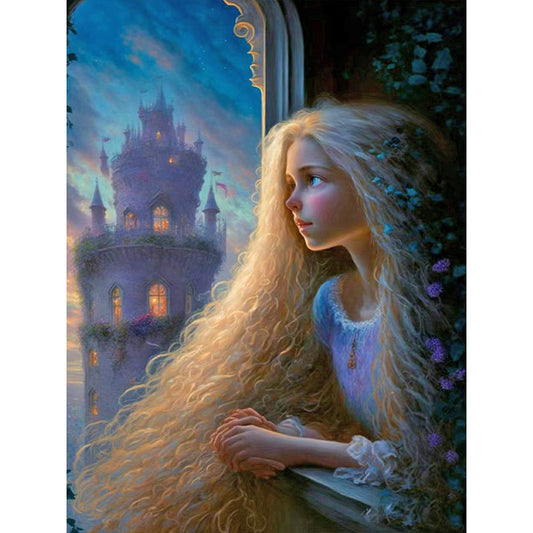 Long Hair Girl - Full Round Drill Diamond Painting 30*40CM