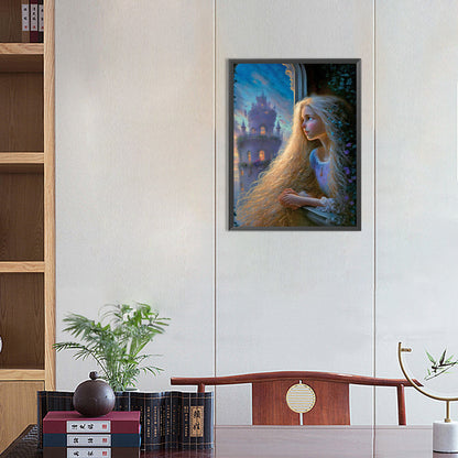 Long Hair Girl - Full Round Drill Diamond Painting 30*40CM