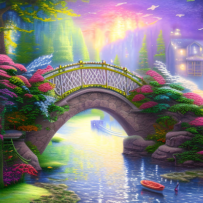 Park Arch Bridge - Full Round Drill Diamond Painting 30*30CM
