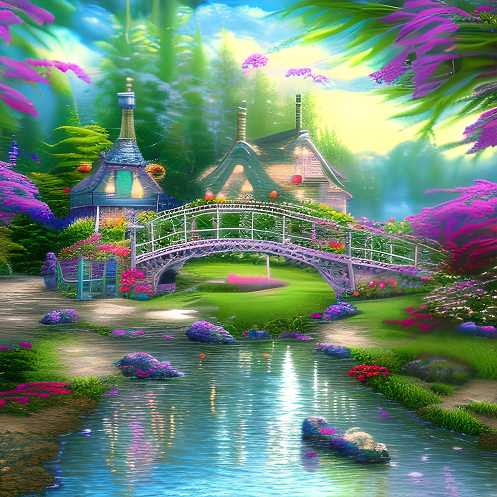 Park Arch Bridge - Full Round Drill Diamond Painting 30*30CM