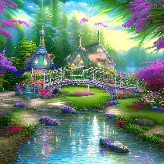 Park Arch Bridge - Full Round Drill Diamond Painting 30*30CM