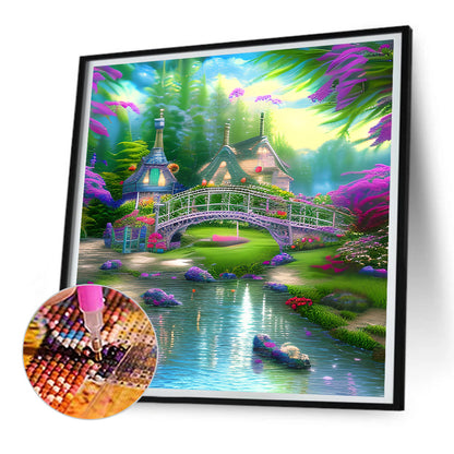 Park Arch Bridge - Full Round Drill Diamond Painting 30*30CM