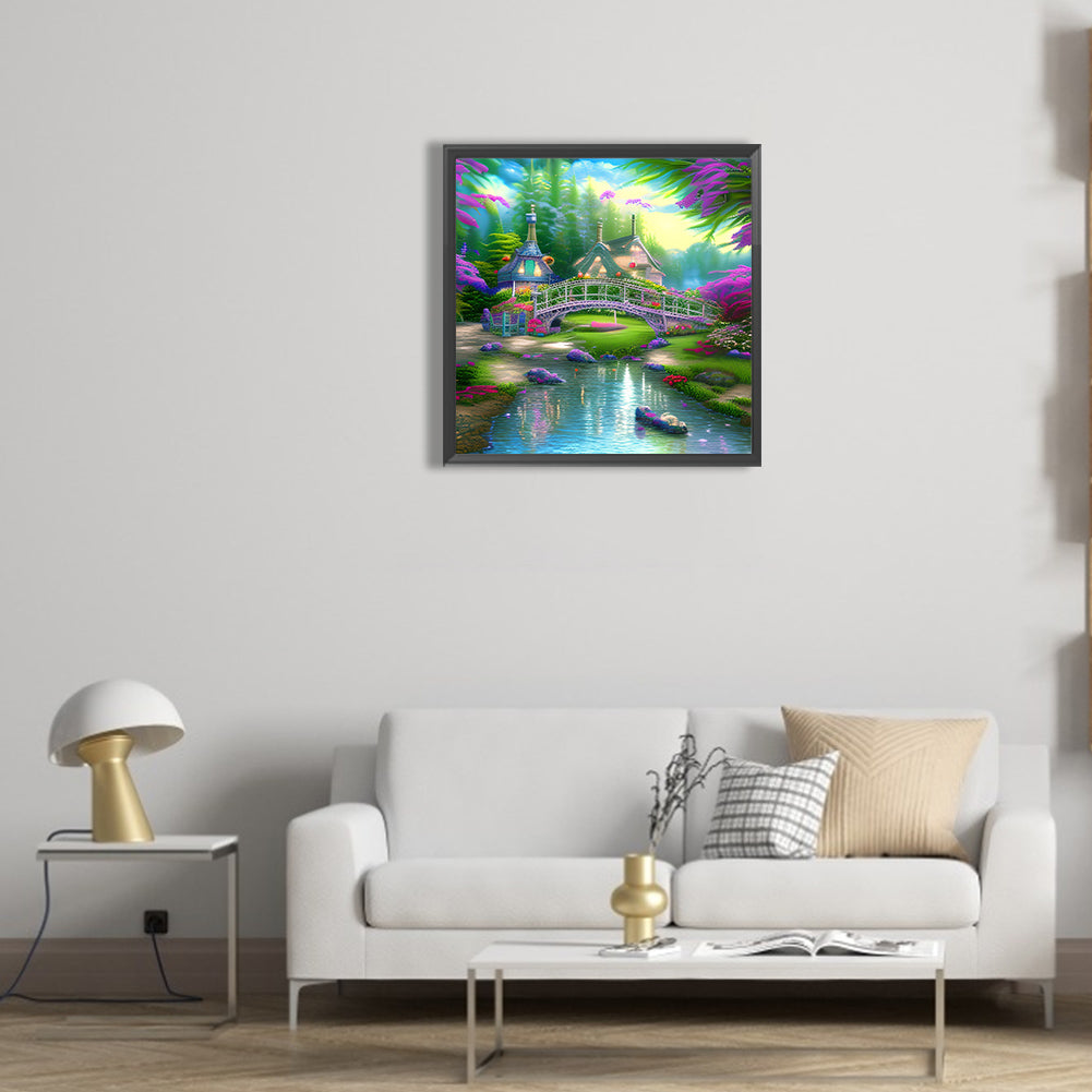 Park Arch Bridge - Full Round Drill Diamond Painting 30*30CM