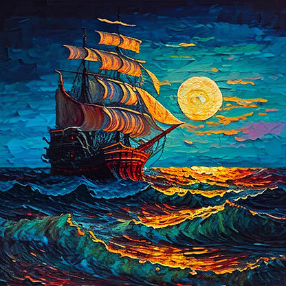 Sailing Boat - Full Round Drill Diamond Painting 30*30CM
