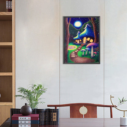 House Under Moonlight - Full Round Drill Diamond Painting 30*40CM