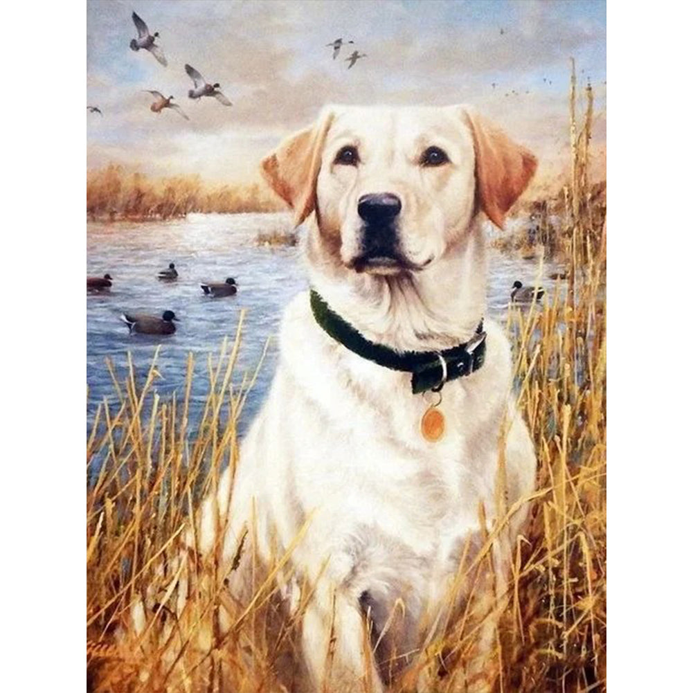 Lakeside Puppy - Full Round Drill Diamond Painting 30*40CM